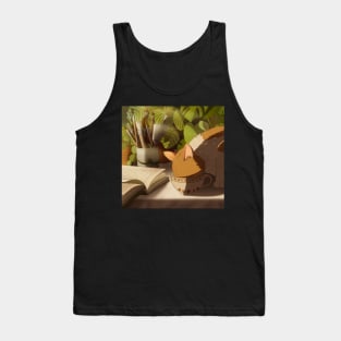 Cat drinking from glass Tank Top